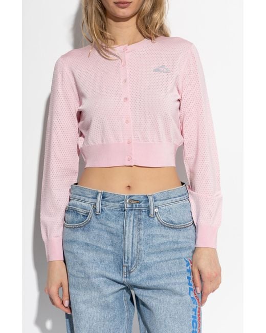 T By Alexander Wang Pink Cardigan With Printed Logo