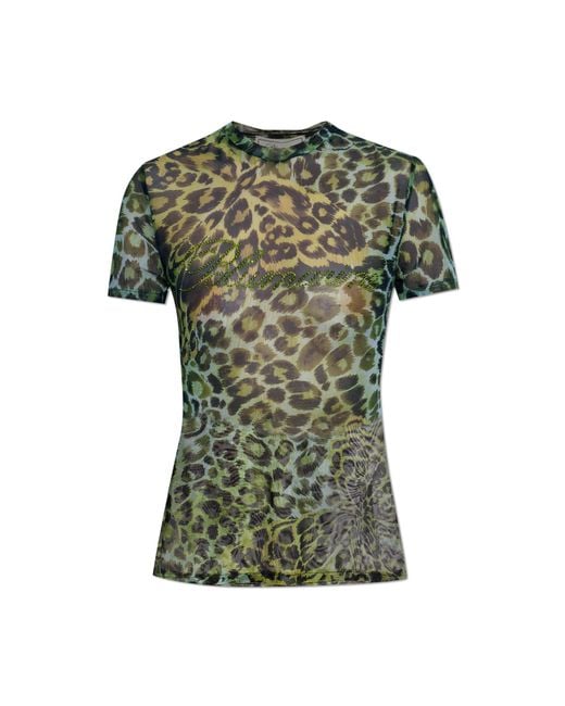 Blumarine Green Top With Sequin Logo