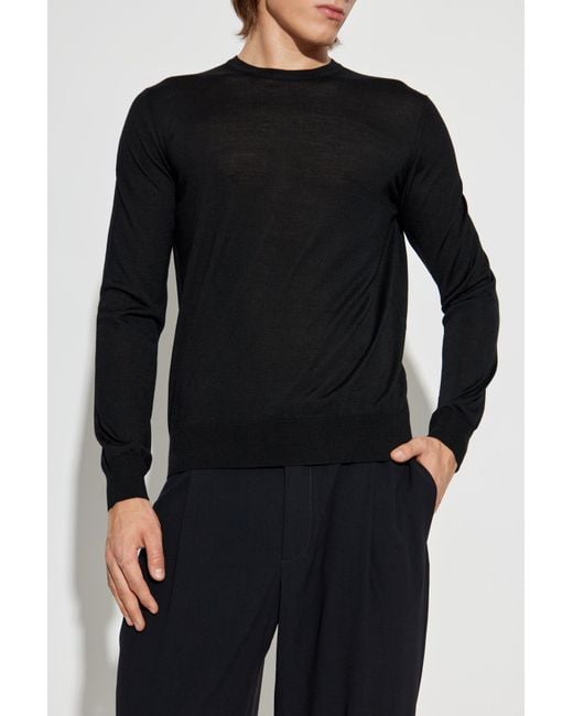 Giorgio Armani Black Thin Wool Sweater for men