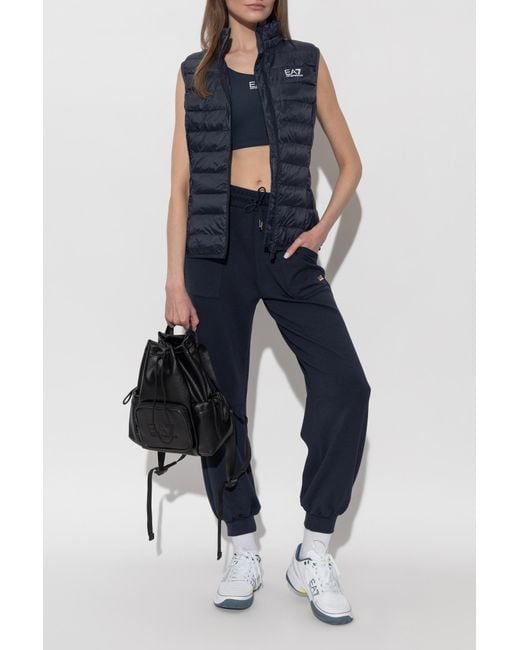 EA7 Blue Quilted Vest With Hood