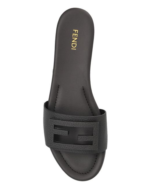 Fendi White Leather Slides