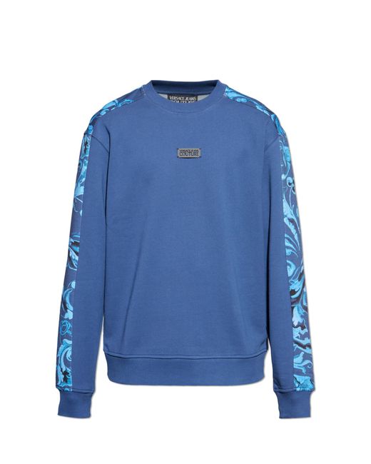 Versace Jeans Couture Blue Sweatshirt With "Barocco" Print for men