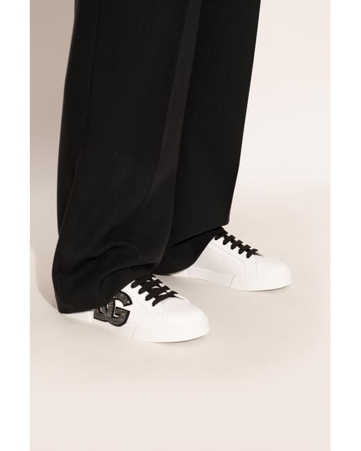 Dolce & Gabbana White Sports Shoes With Appliqué