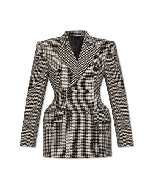 Balenciaga Gray Double-Breasted Blazer With "Houndstooth" Pattern