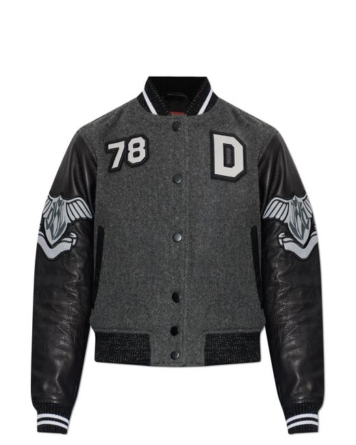 DIESEL Black Short 'L-Real' Bomber Jacket