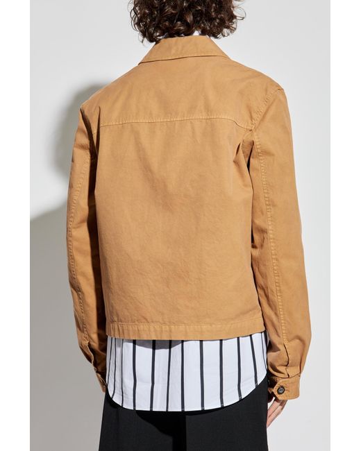 Alexander McQueen Natural Cotton Jacket With Logo Patch, for men