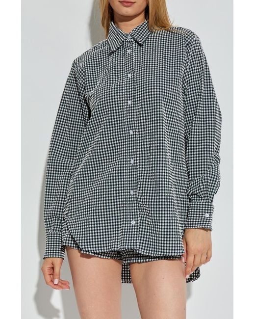 Hunza G Gray Shirt With A Check Pattern