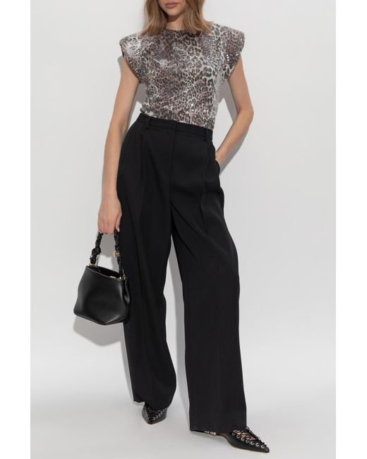Ganni Gray Sequin Top With Animal Motif