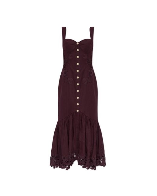 Self-Portrait Purple Dress With Floral Motif