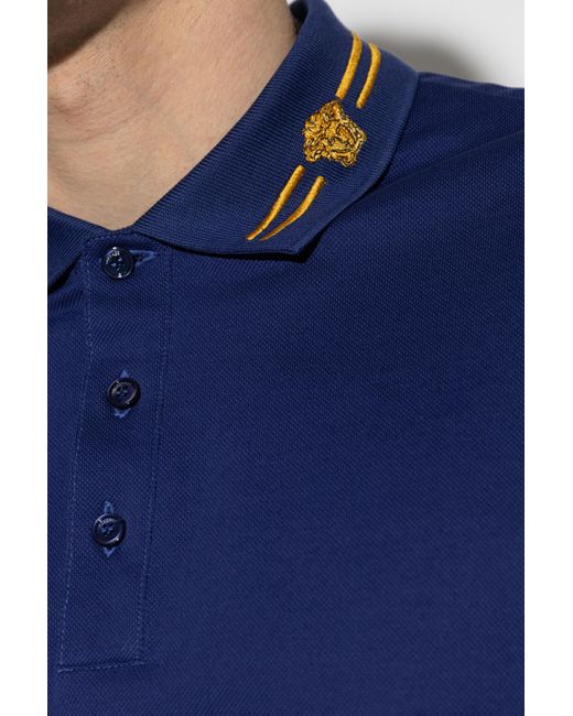 Versace Blue Cotton Polo for men
