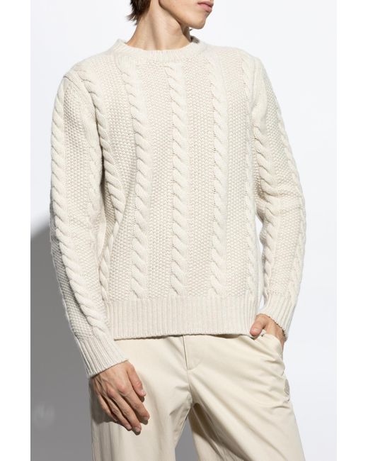 Moncler White Wool Sweater With Decorative Knit for men