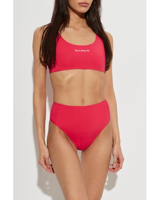Balmain Red Two-Piece Swimsuit