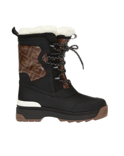 Fendi Black Logo Snow Boots