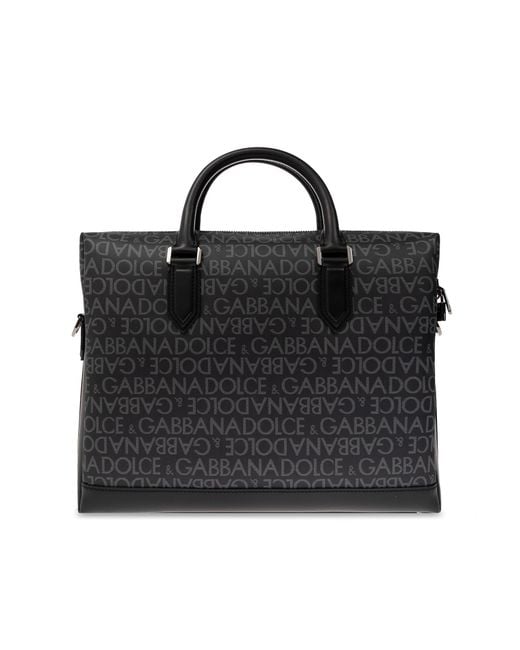 Dolce & Gabbana Black Monogrammed Briefcase for men