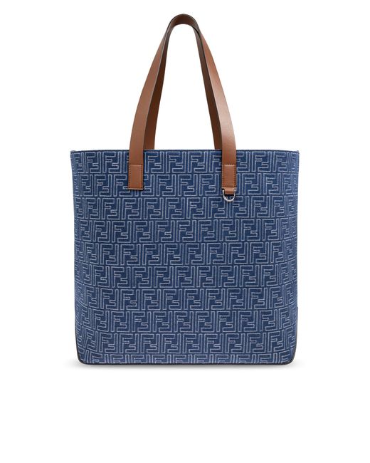 Fendi Blue Shopper Bag "Ff Medium" for men