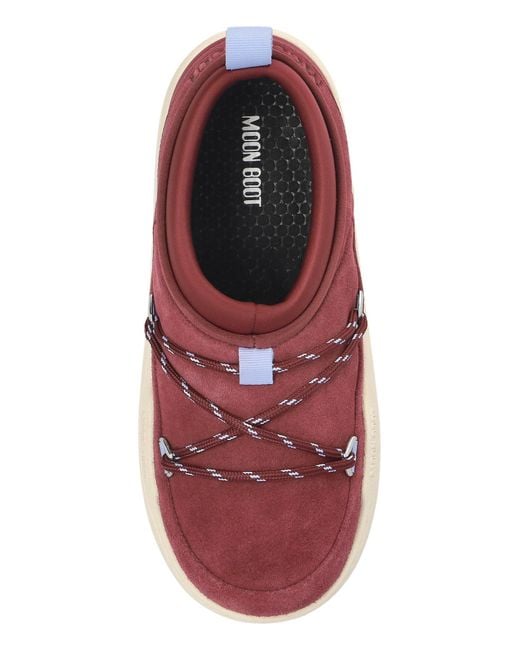 Moon Boot Red Snow Boots "Park Icon Suede"