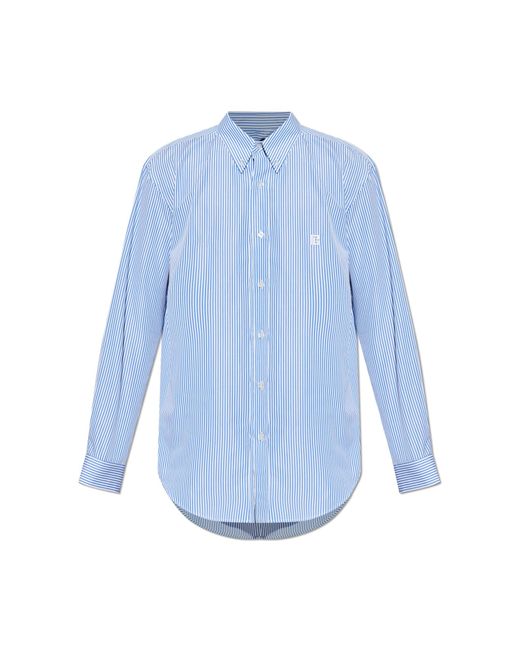 Balmain Blue Striped Pattern Shirt for men