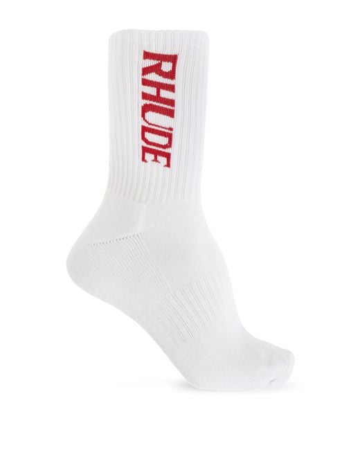 Rhude White Socks With Logo for men