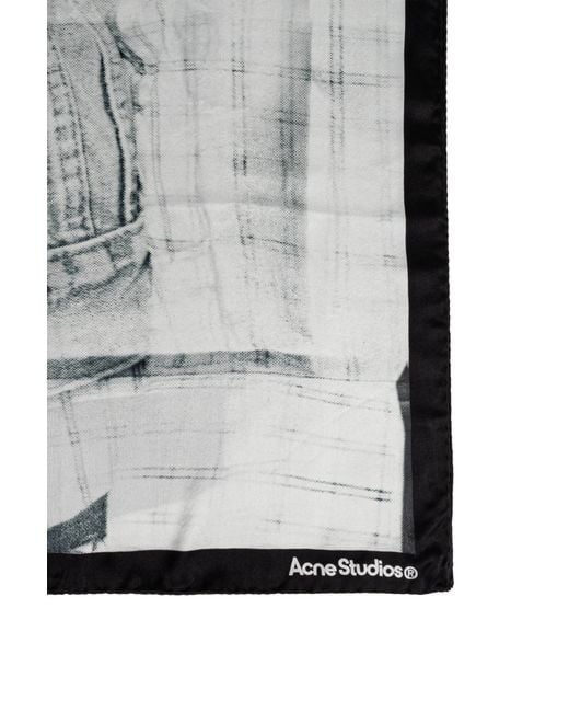 Acne Gray Silk Scarf With Pattern