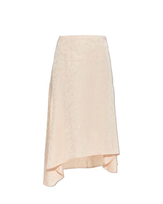 Victoria Beckham White Asymmetrical Skirt With Floral Motif