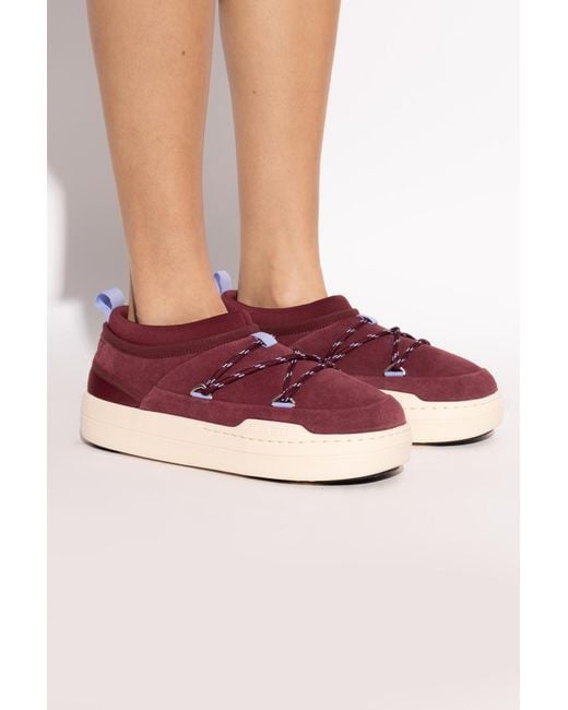 Moon Boot Red Snow Boots "Park Icon Suede"