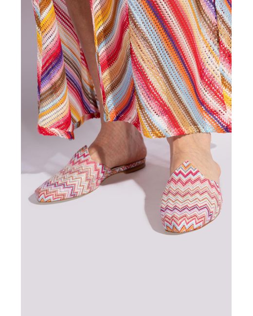 Missoni Red Slippers With A Zigzag Pattern