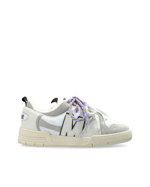 Moschino White Sports Shoes With Logo