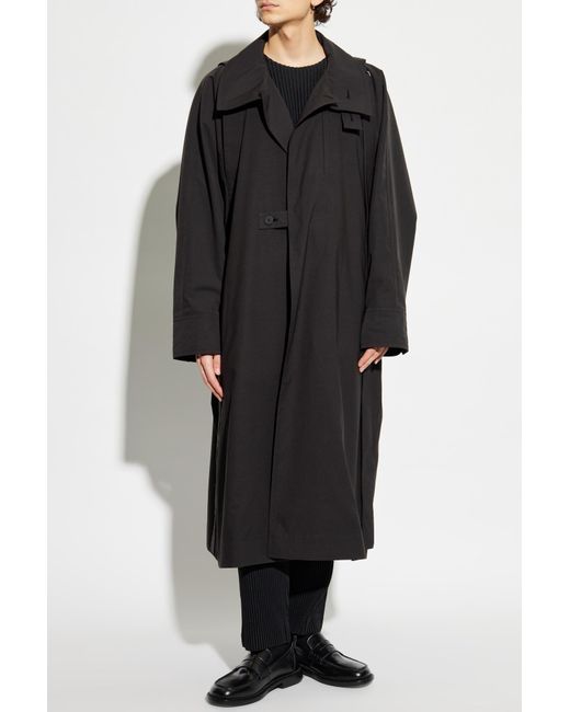Homme Plissé Issey Miyake Black Coat With Stand-Up Collar for men