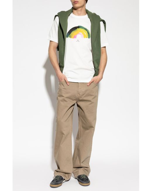 Paul Smith White T-Shirt With Colorful Print for men