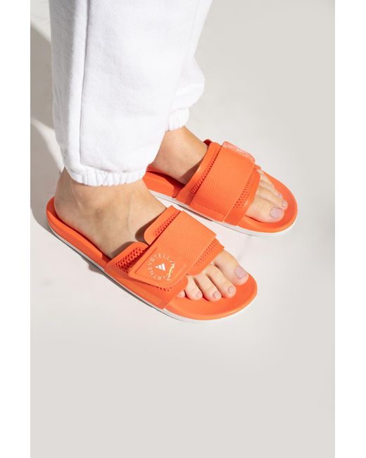 adidas By Stella McCartney Branded Slides in Orange | Lyst