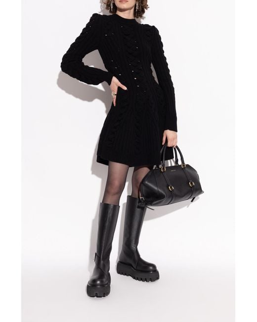McQueen Black Leather Platform Shoes 'Sofa'