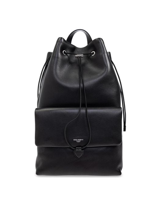 Dolce & Gabbana Black Leather Backpack for men
