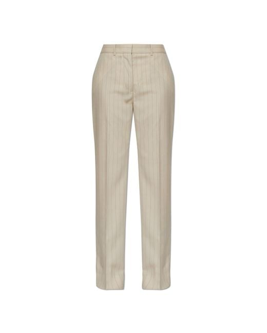 Acne Natural Wool Pinstripe Trousers