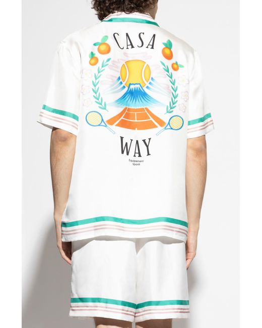 Casablanca White Silk Short-Sleeve Shirt for men