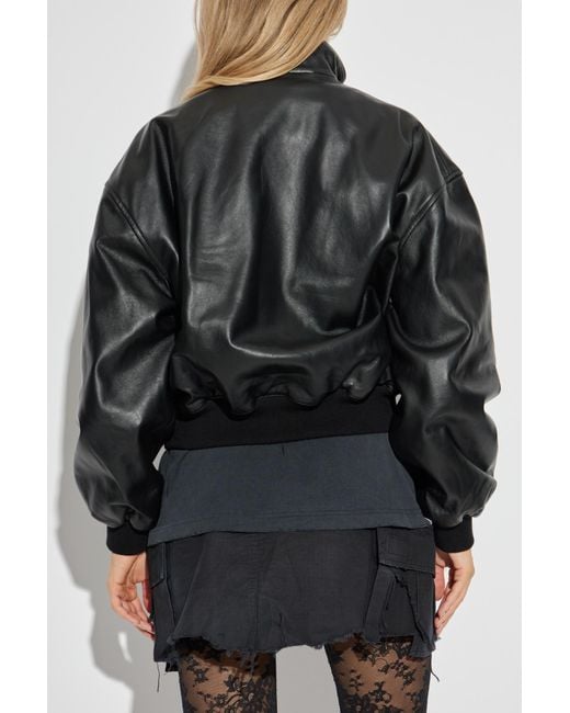 Balenciaga Black Leather Bomber Jacket