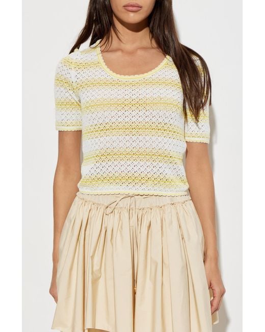 Loewe Natural Top With A Striped Pattern