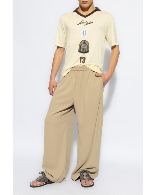 Acne Natural Trousers With Logo for men