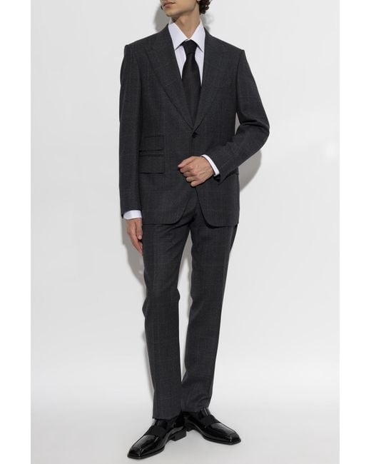 Tom Ford Black Wool Suit With A Check Pattern for men