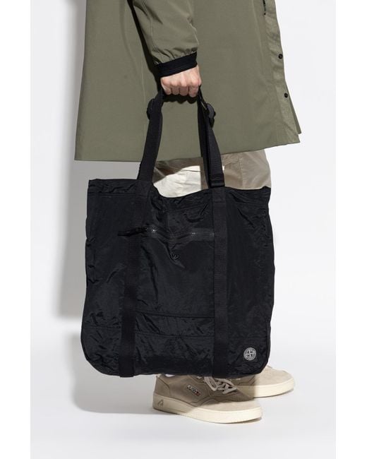 Stone Island Black Shopper Bag for men