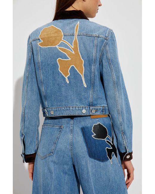 Marni Blue Denim Jacket With Velvet Inserts