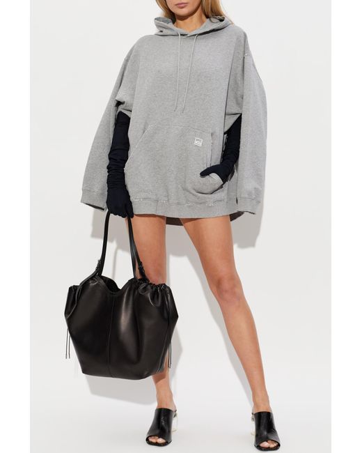 MM6 by Maison Margiela Gray Blouse With Decorative Waist Tie