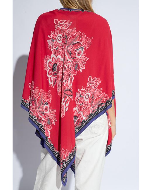 Etro Red Patterned Poncho,