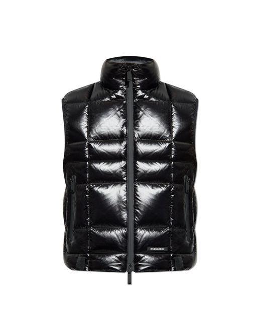 DSquared² Black Down Gilet With Stand-Up Collar for men