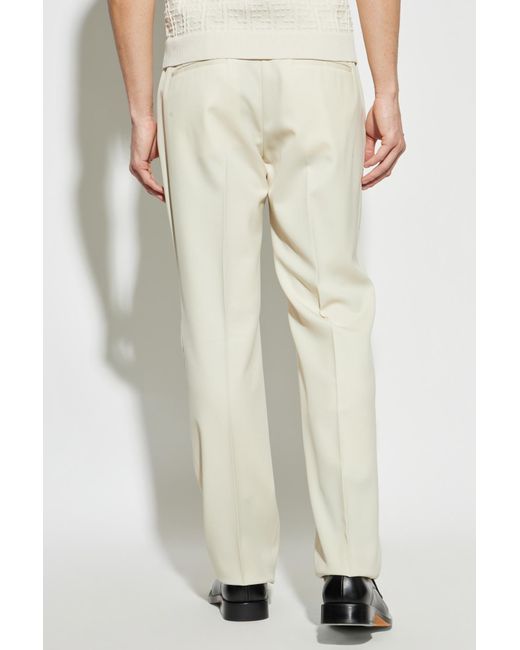 Fendi White Wool Trousers With Crease for men