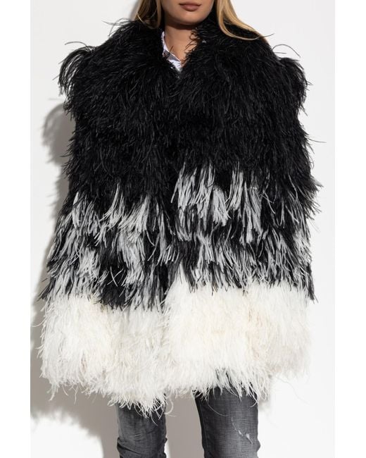 DSquared² Black Ostrich Fur