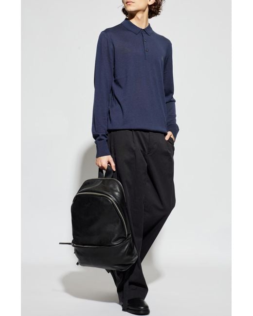 AllSaints Blue "Mode" Polo-Type Sweater for men