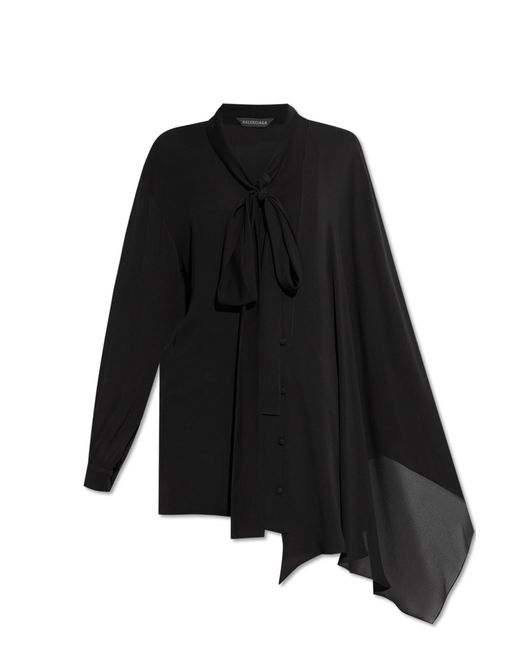 Balenciaga Black Silk Blouse With A Tie