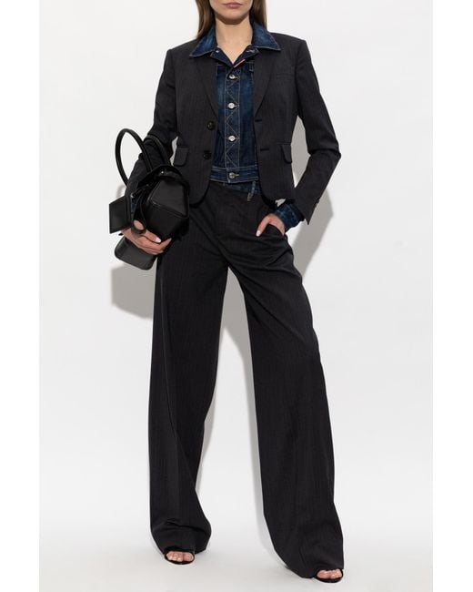 DSquared² Black Trousers Made From Combined Materials