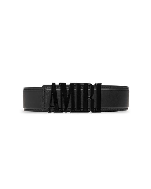 Amiri Black Leather Belt With Logo for men