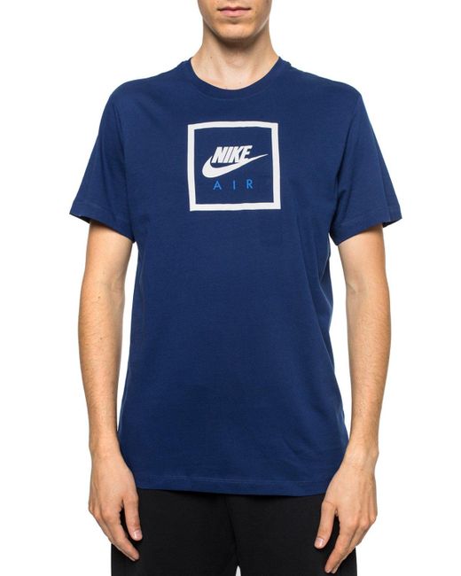 Nike Cotton Logo-printed T-shirt in Navy Blue (Blue) for Men - Save 52% ...